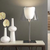 White Double-Layer Shade Minimalist Table Lamp