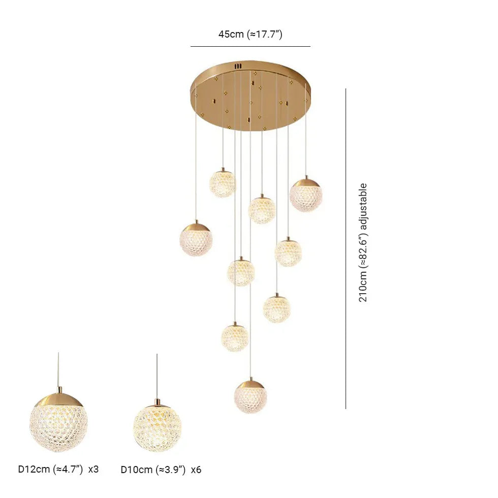 Spherical Multi-Head Luxury Hall Pendant Light