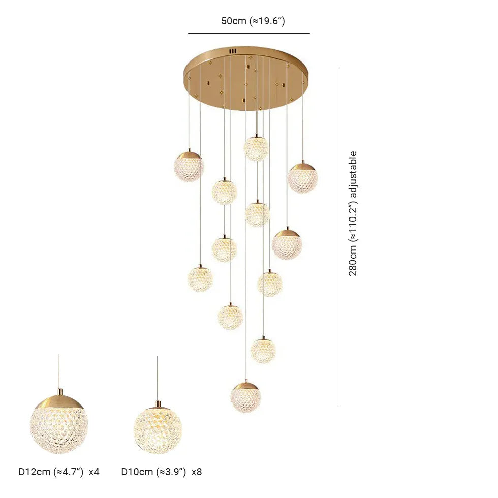 Spherical Multi-Head Luxury Hall Pendant Light