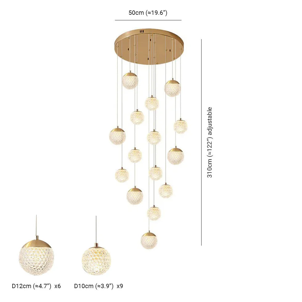 Spherical Multi-Head Luxury Hall Pendant Light