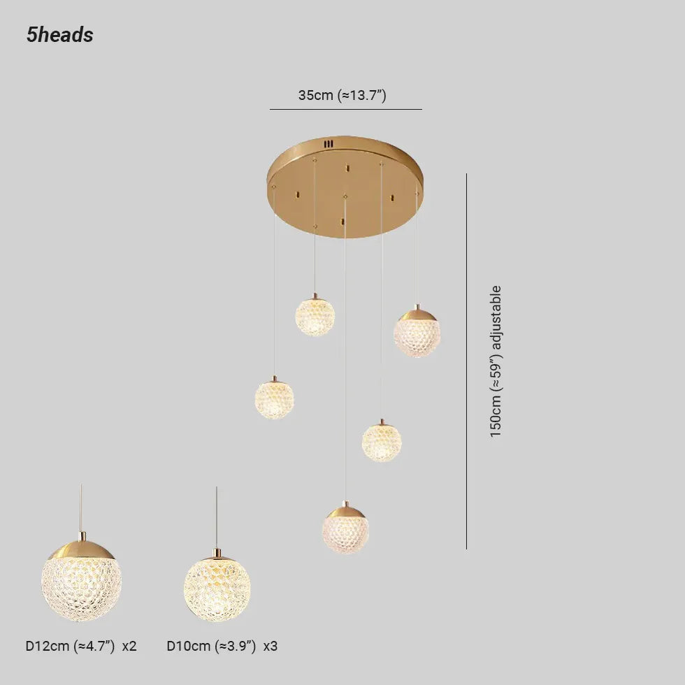 Spherical Multi-Head Luxury Hall Pendant Light