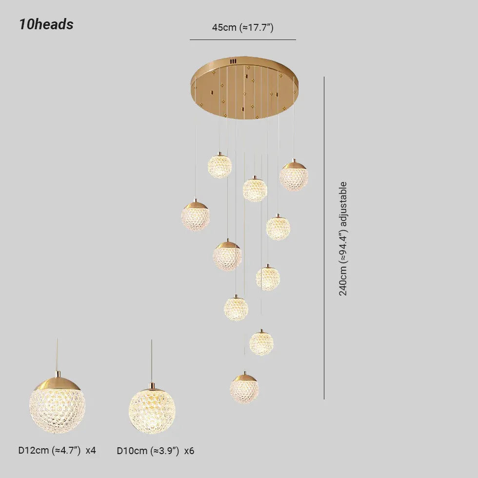 Spherical Multi-Head Luxury Hall Pendant Light