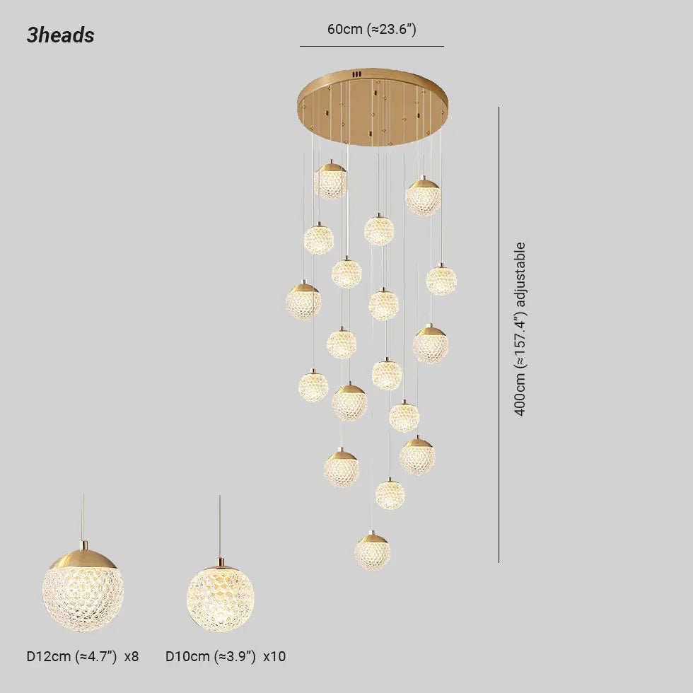 Spherical Multi-Head Luxury Hall Pendant Light