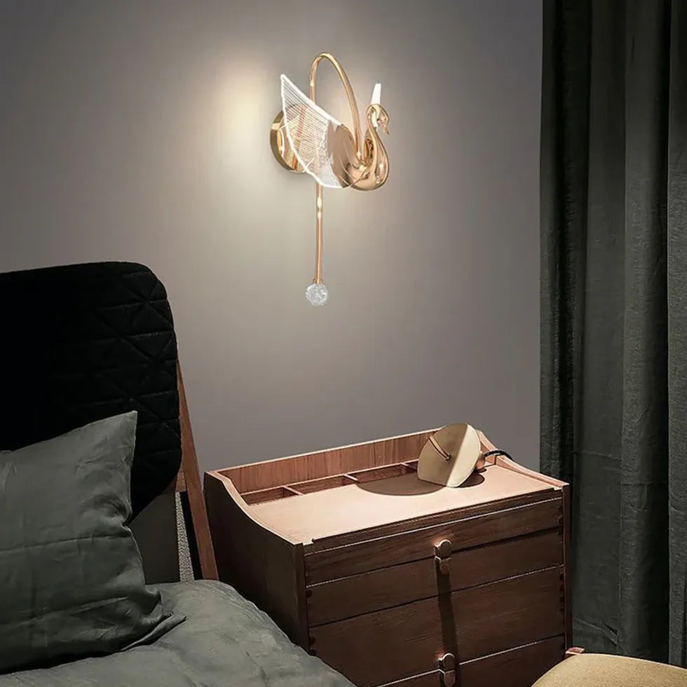 Swan Modern Gold Plug in Wall Lights