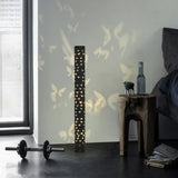 Cylindrical Butterfly Hollow Metal Black Floor Lamp