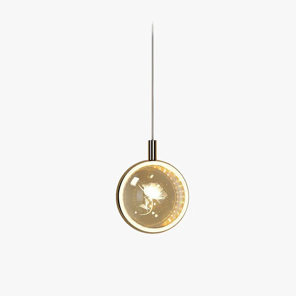 Circular Mirror Art Bedroom Gold Pendant Light