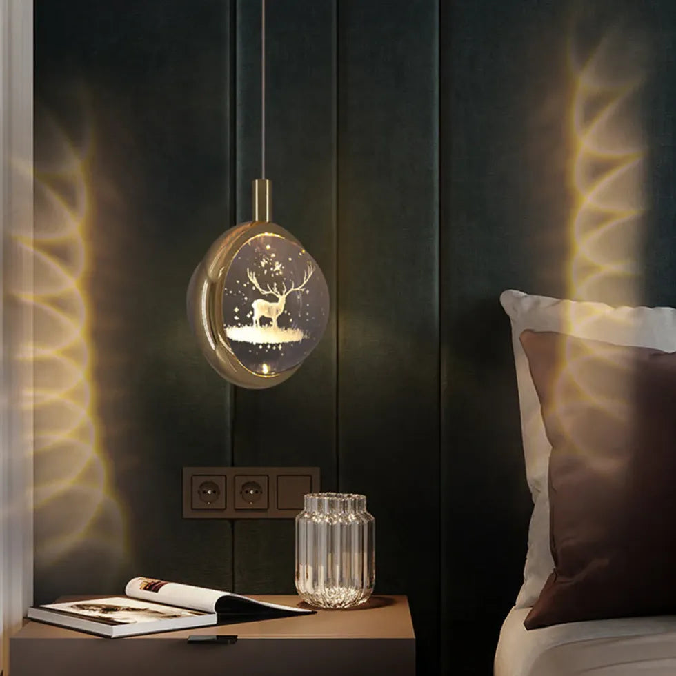 Circular Mirror Art Bedroom Gold Pendant Light