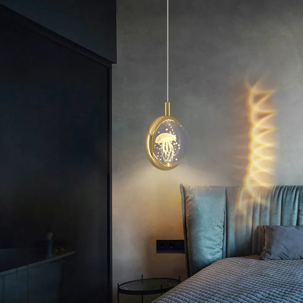 Circular Mirror Art Bedroom Gold Pendant Light