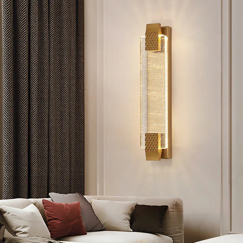 Rectangle Bubble Glass Gold Wall Lights