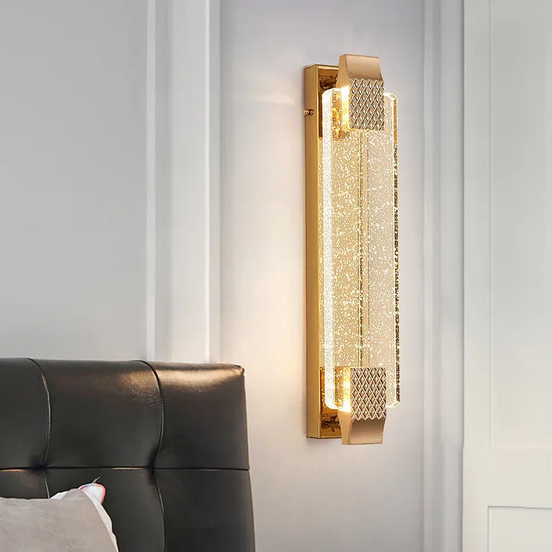 Rectangle Bubble Glass Gold Wall Lights