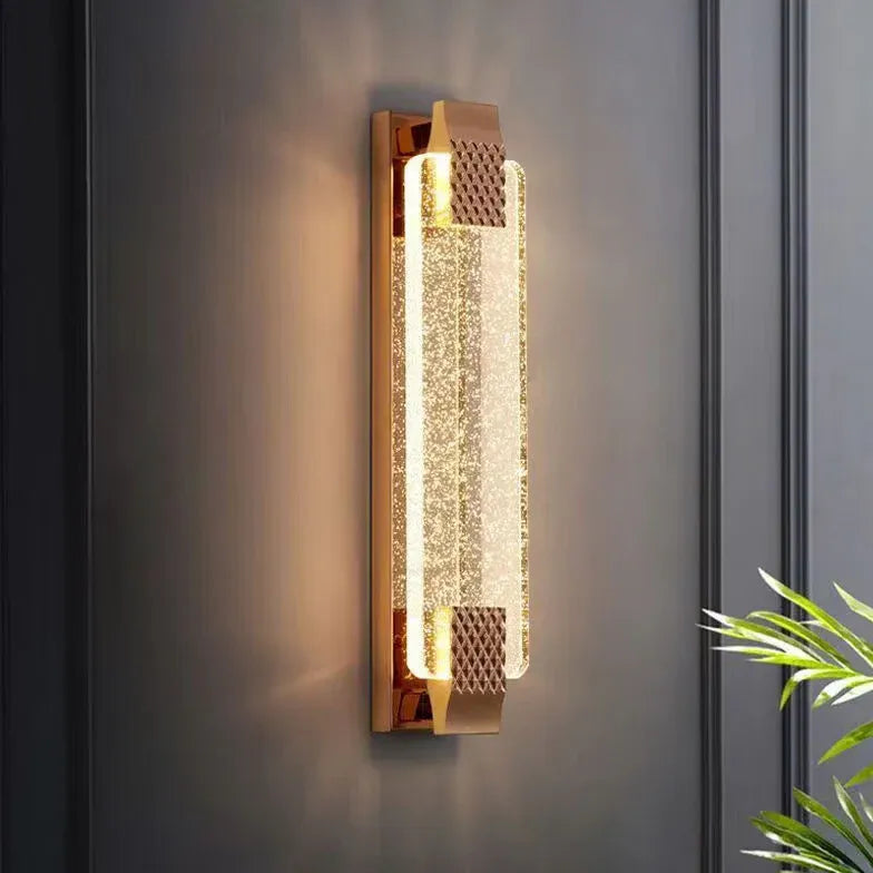 Rectangle Bubble Glass Gold Wall Lights