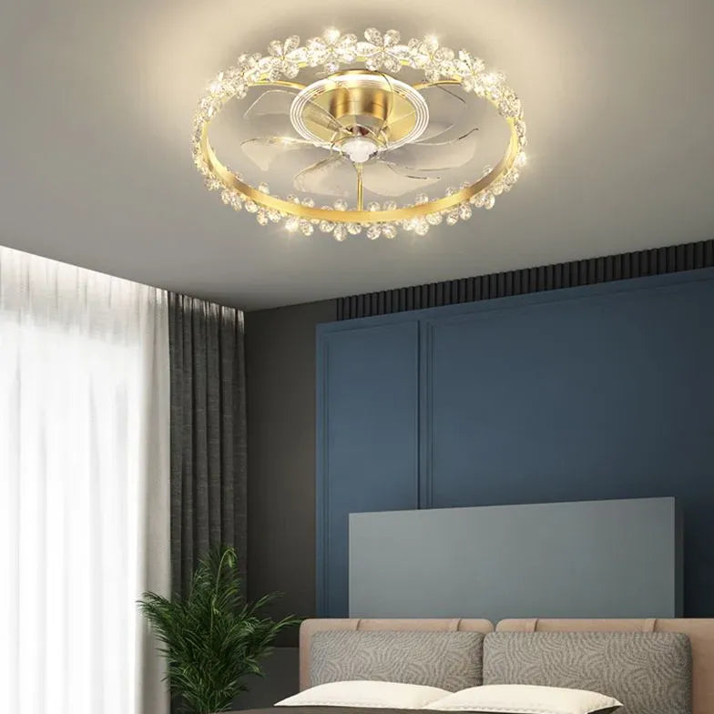 Floral Decor Bedroom Ceiling Fan Light