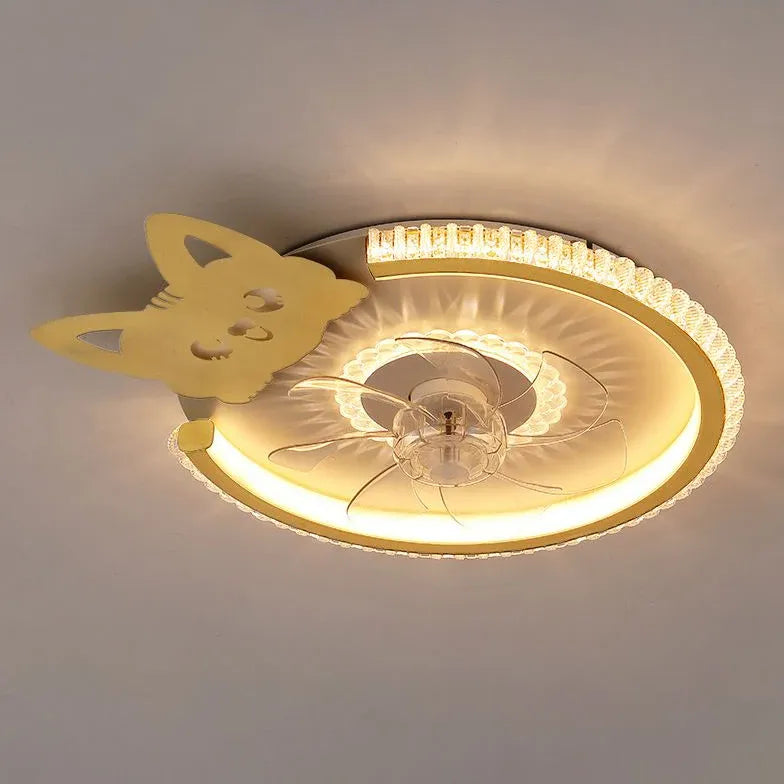 Round Ceiling Fan for Bedroom Pendant Light