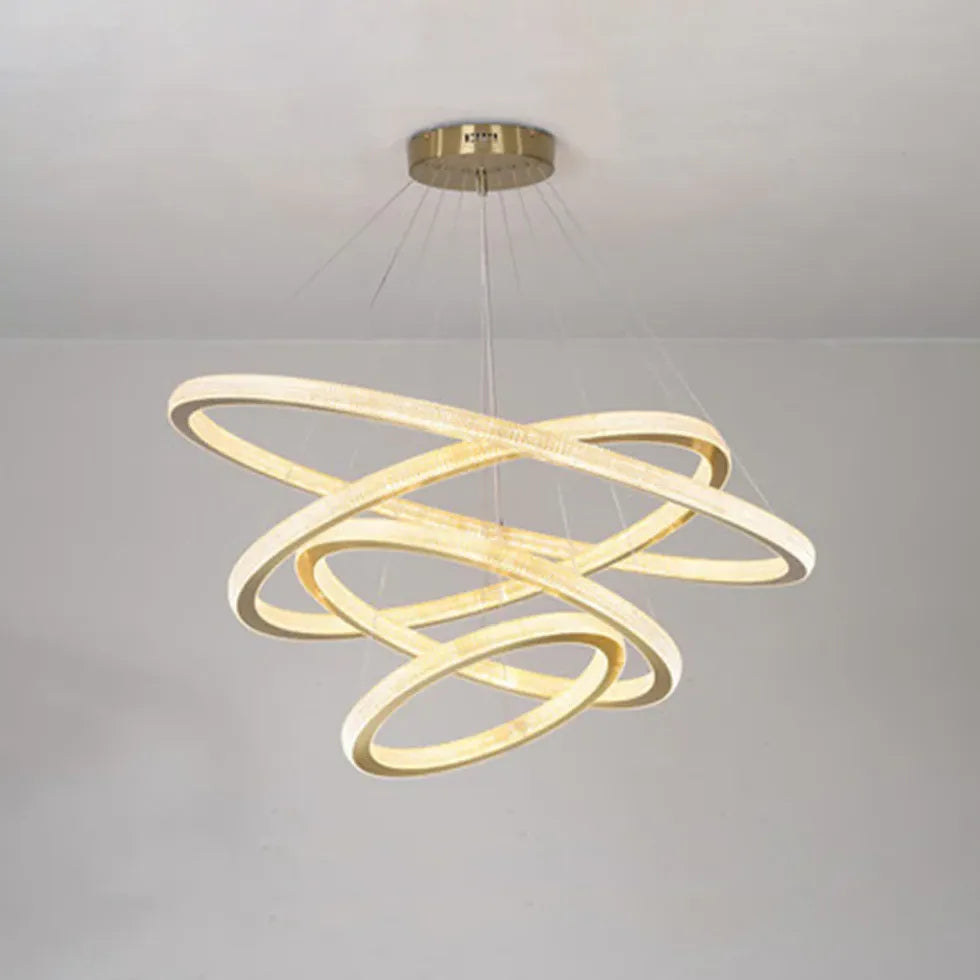 Crystal Gold Ring Modern Pendant Light