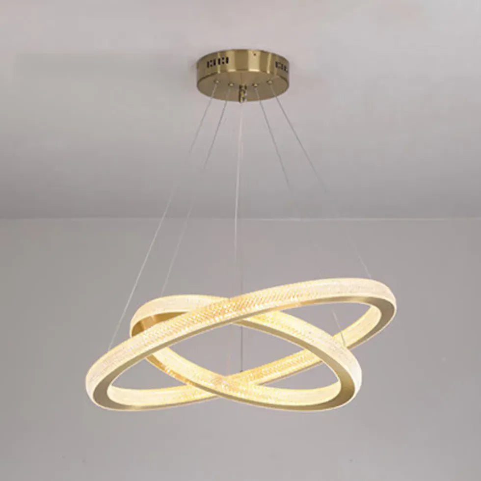 Crystal Gold Ring Modern Pendant Light