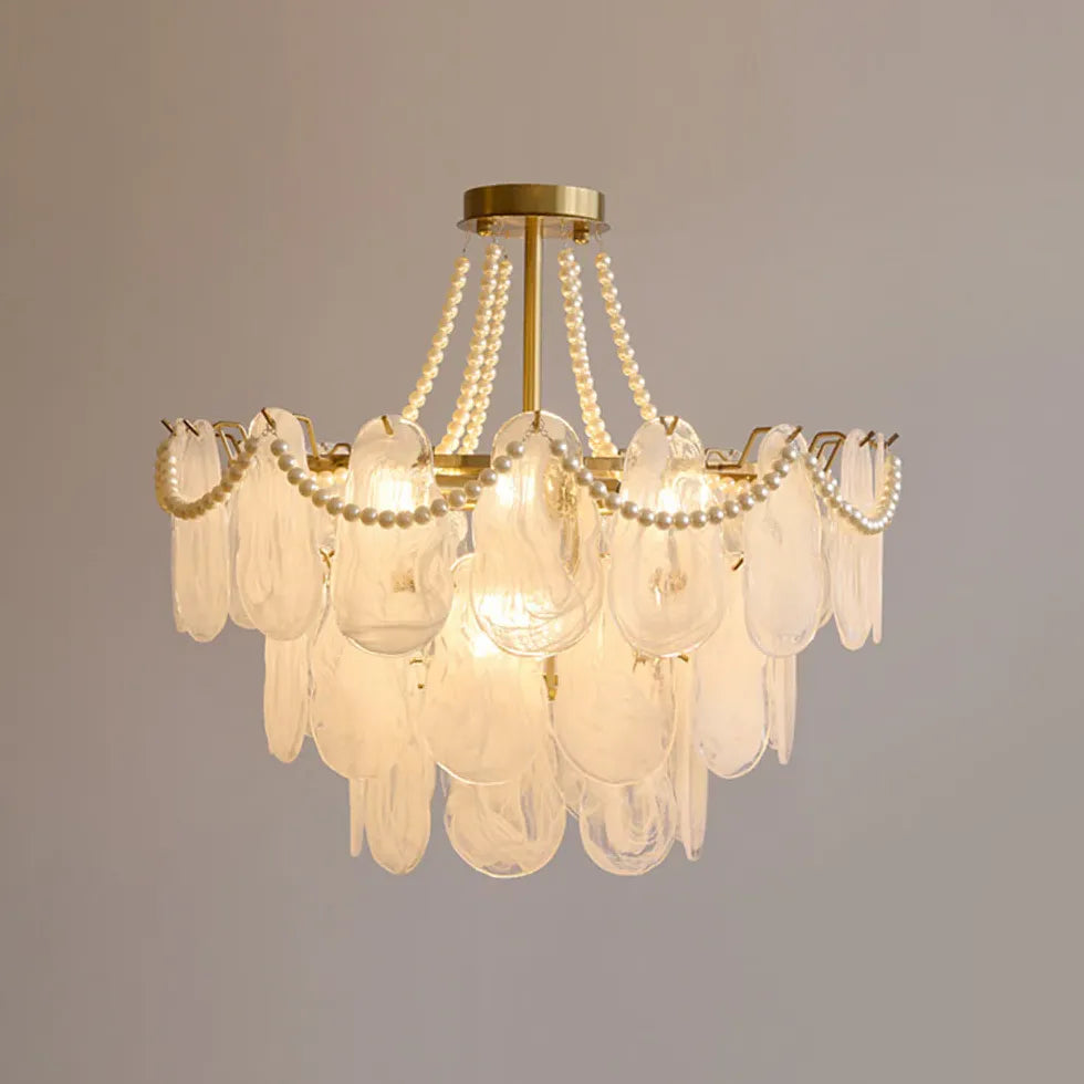 White Glass Elegant Vintage Multi-Light Chandelier