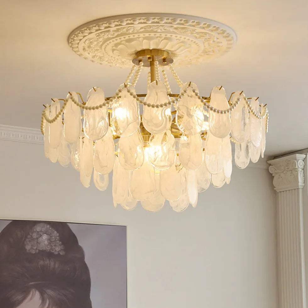 White Glass Elegant Vintage Multi-Light Chandelier