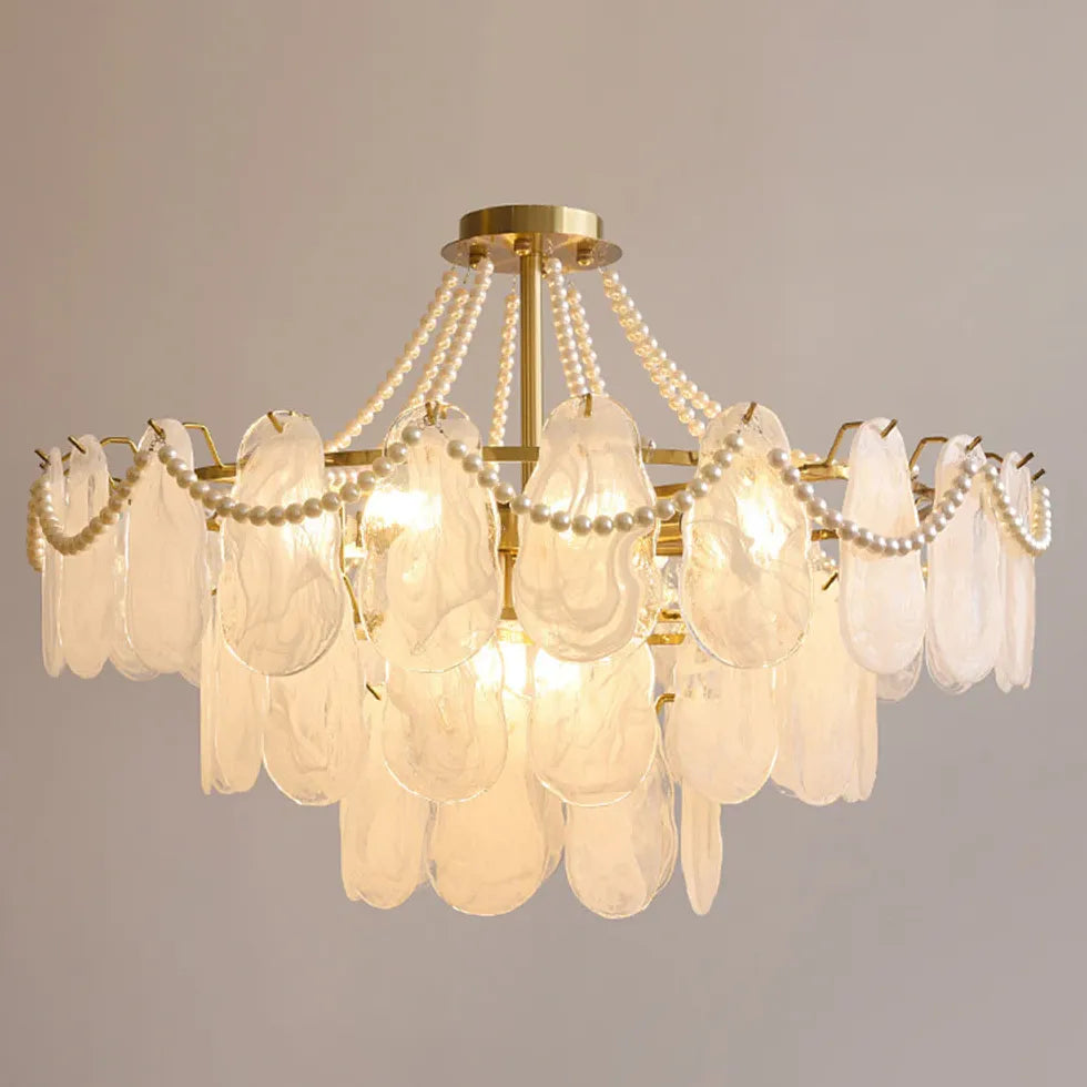 White Glass Elegant Vintage Multi-Light Chandelier