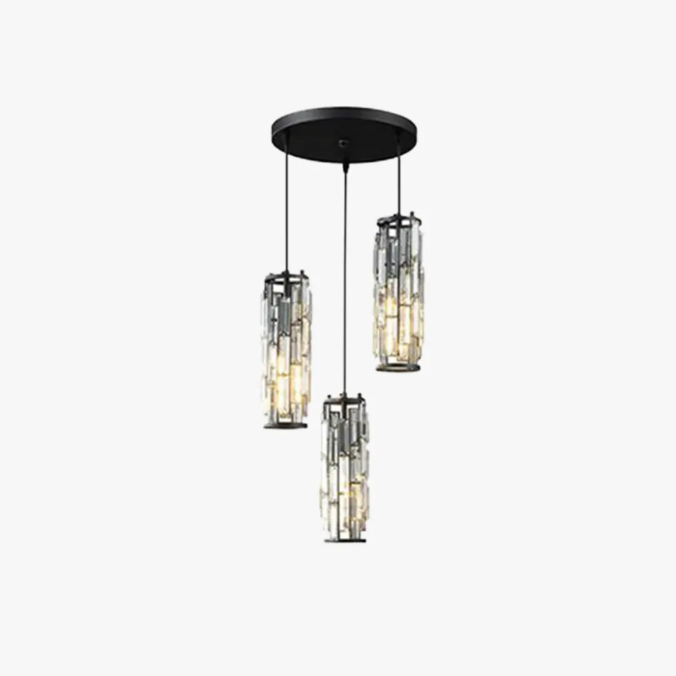 Multi-Head Cylinder Gold Crystal Modern Pendant Light