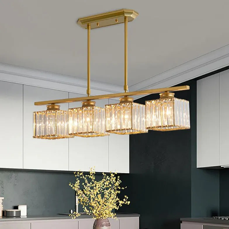 Three-Head Cube Crystal Modern Pendant Light