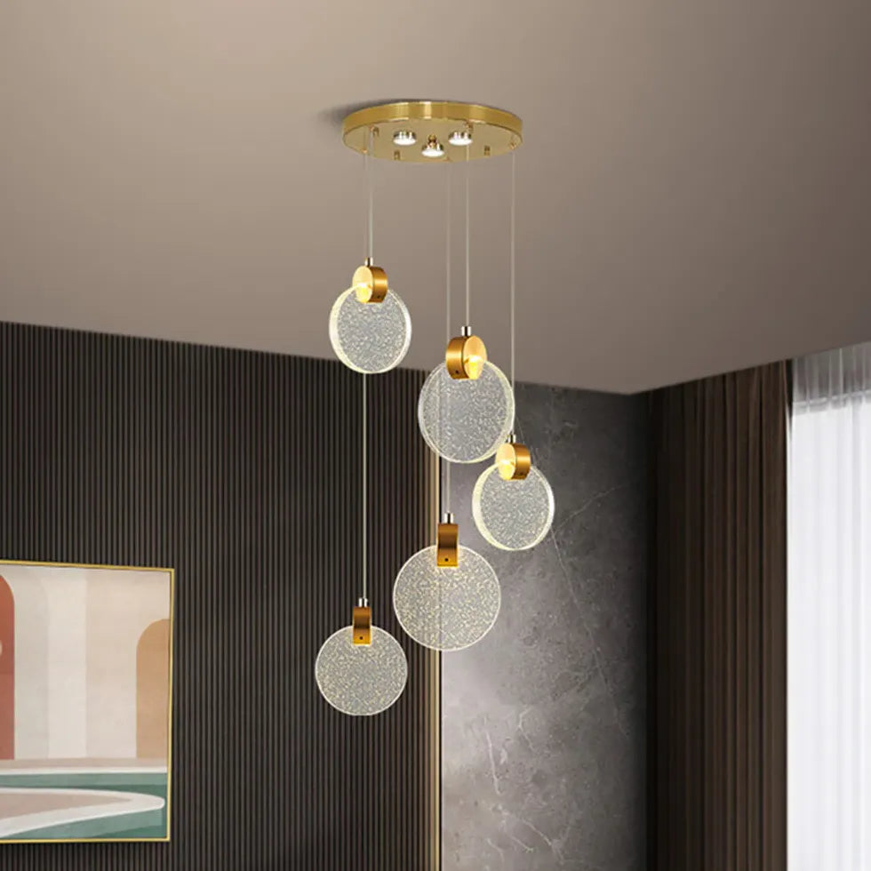 Golden Round Crystal Modern Pendant Light