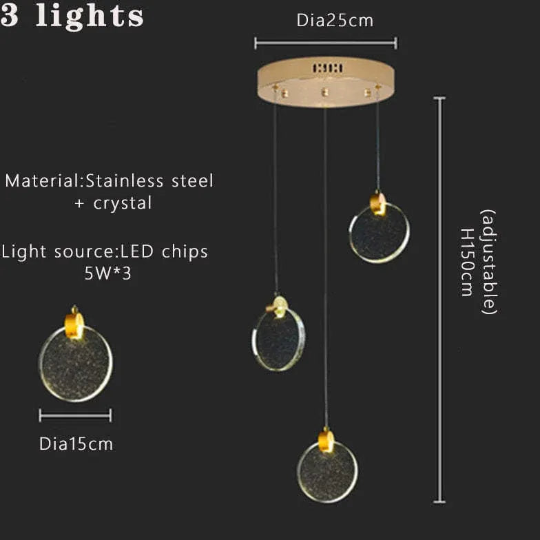 Golden Round Crystal Modern Pendant Light