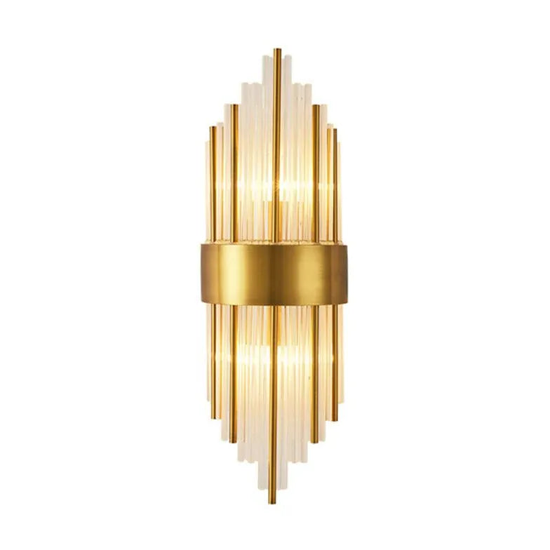 Gold Columnar Crystal Bedroom Wall Lights