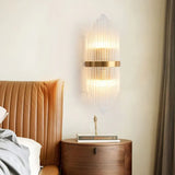 Gold Columnar Crystal Bedroom Wall Lights