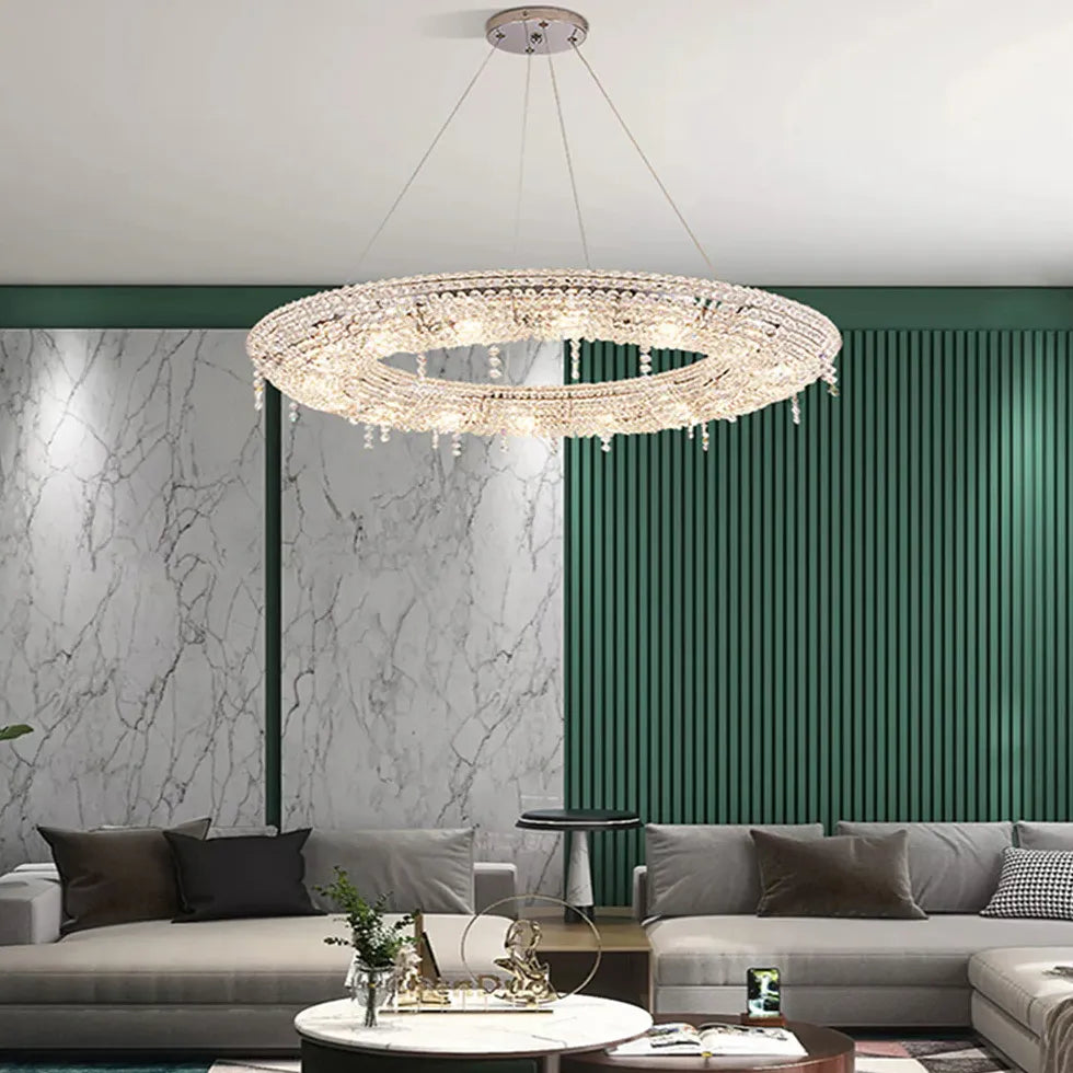 Circular Crystal Living Room Pendant Light