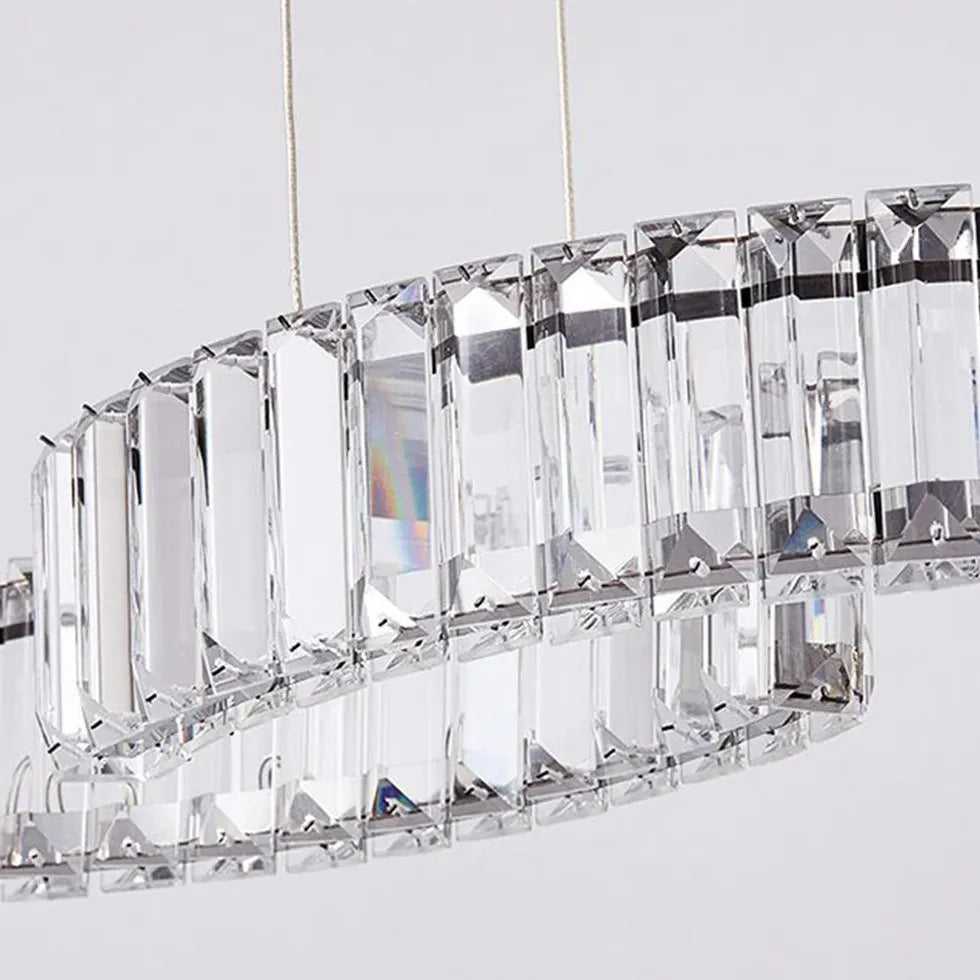 Two-Wave Crystal Pendant Light for Dining Room