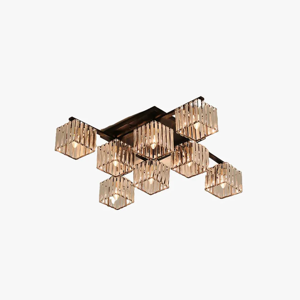 Multi-Head Cube Glass Modern Ceiling Light