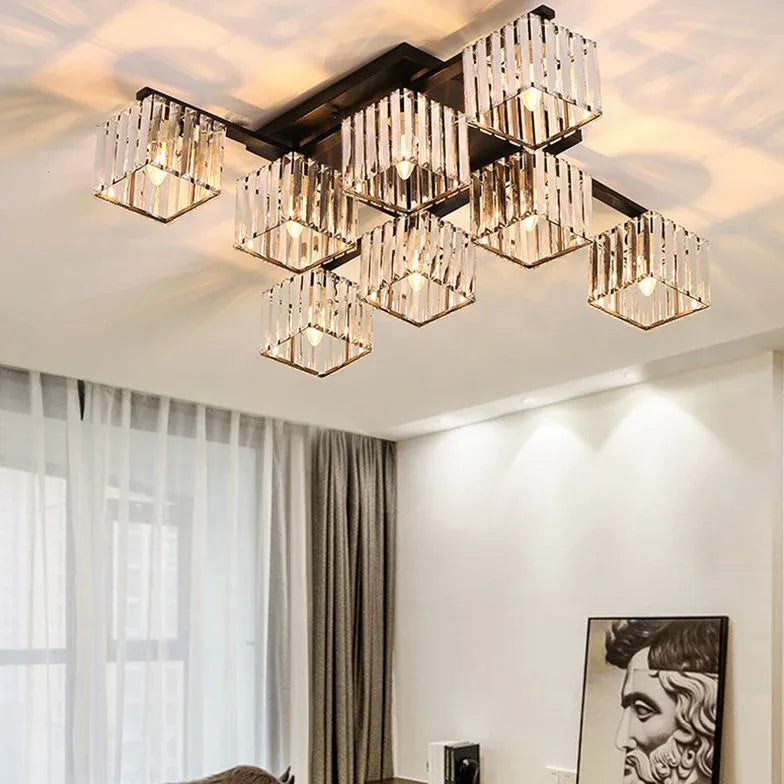 Multi-Head Cube Glass Modern Ceiling Light