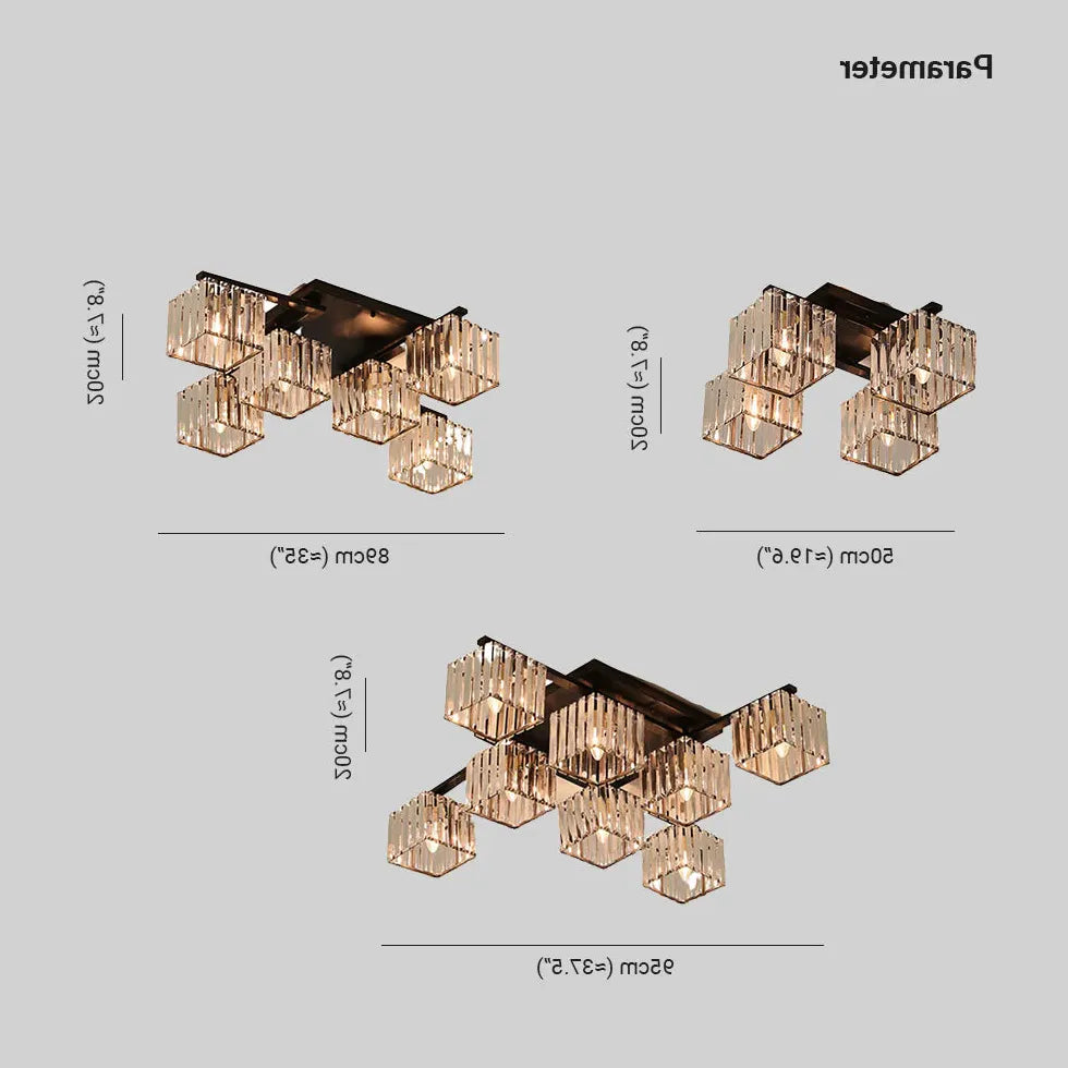 Multi-Head Cube Glass Modern Ceiling Light