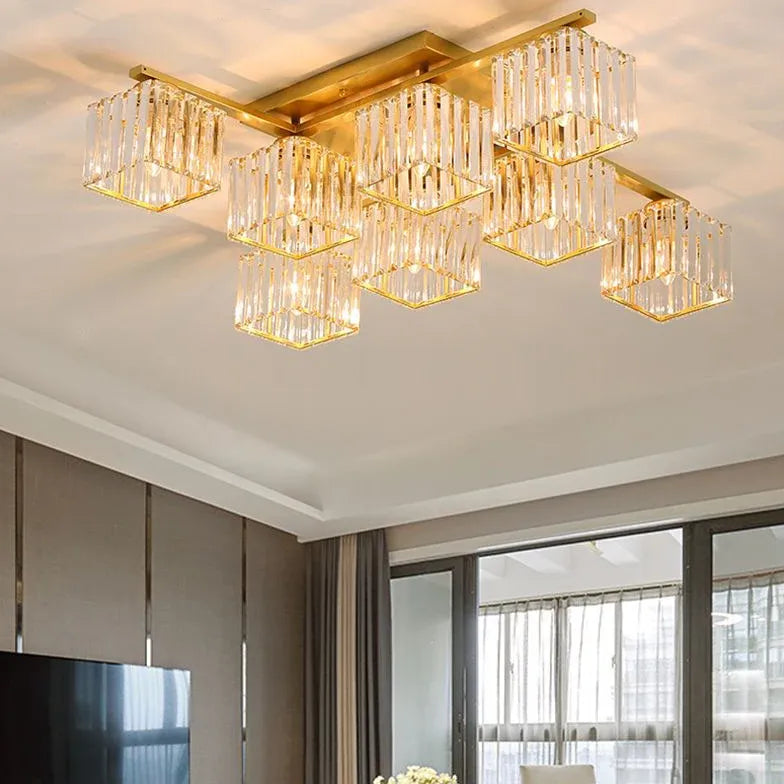 Multi-Head Cube Glass Modern Ceiling Light