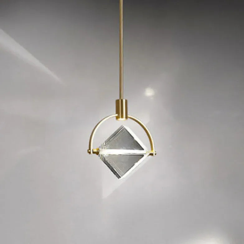 Metal Frame Round Crystal Pendant Light