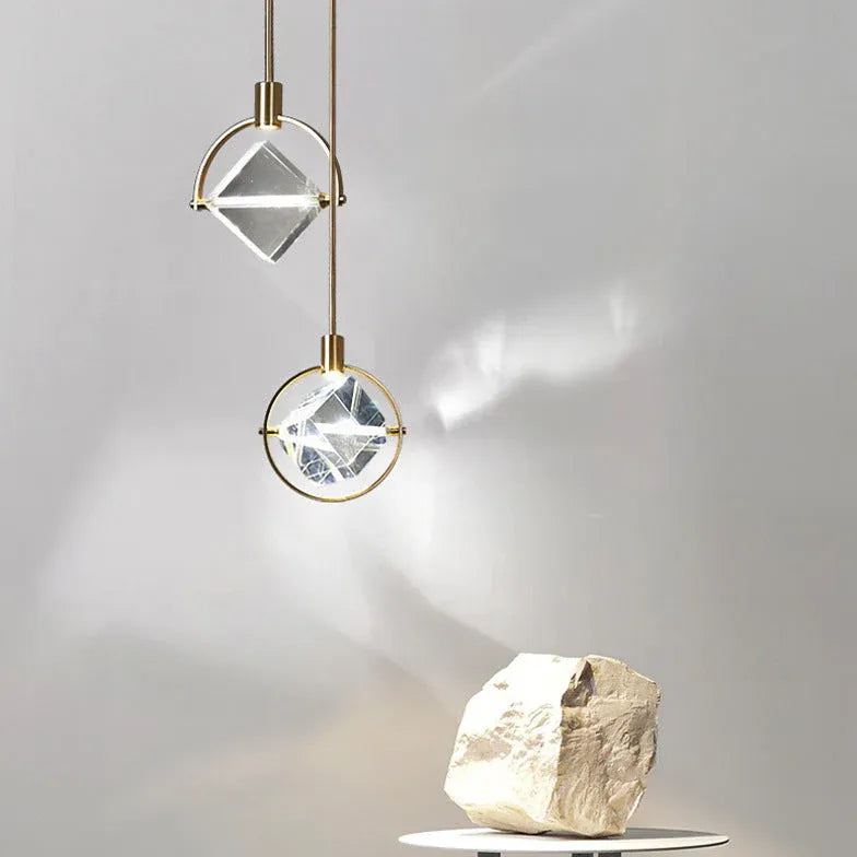 Metal Frame Round Crystal Pendant Light