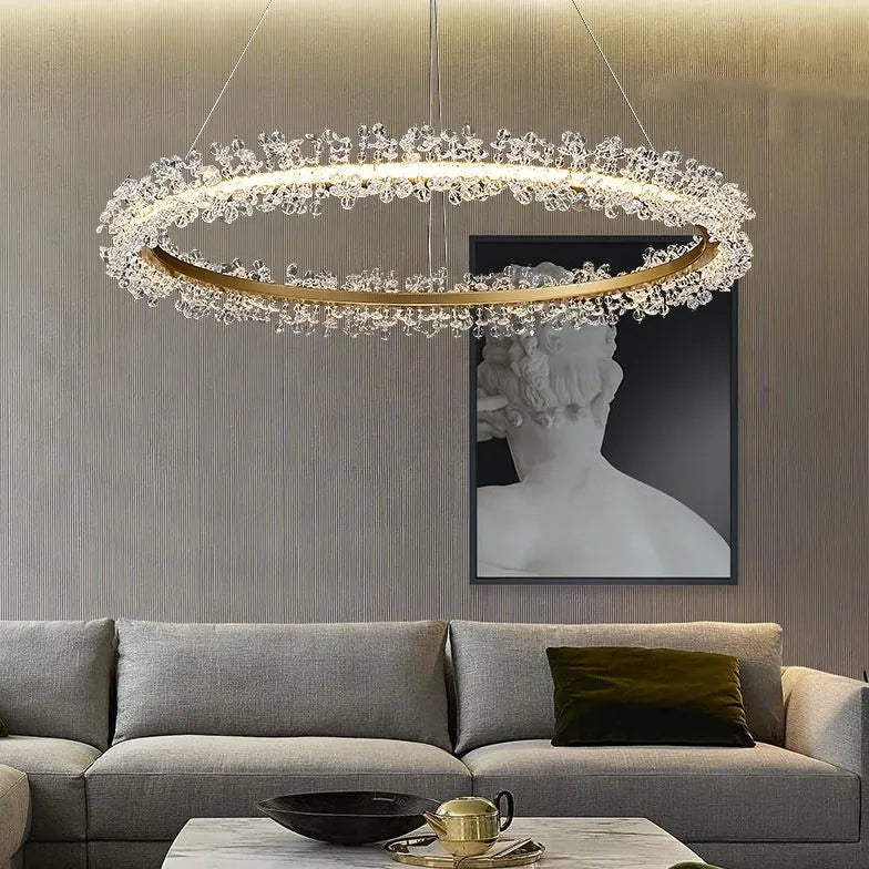 Ring Crystal Bead Modern Pendant Light