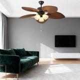 Silent Palm Leaf Ceiling Light for Living Room With Fan