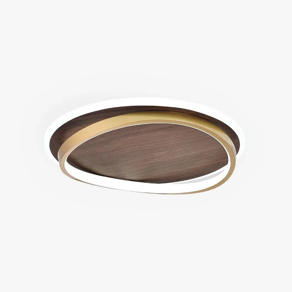 Wooden Ring Bedroom Gold Flush Ceiling Lights