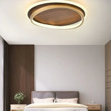 Wooden Ring Bedroom Gold Flush Ceiling Lights