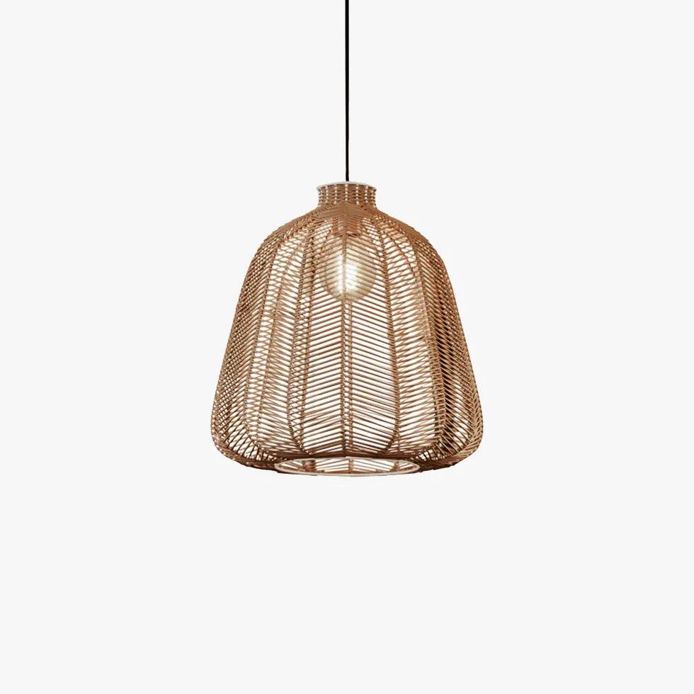 Wabi-Sabi Dark Rattan Pendant Light for Bedroom