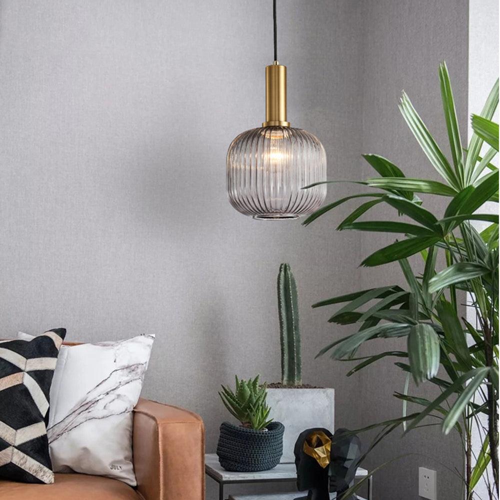 Nordic Striped Gold Glass Pendant Lighting