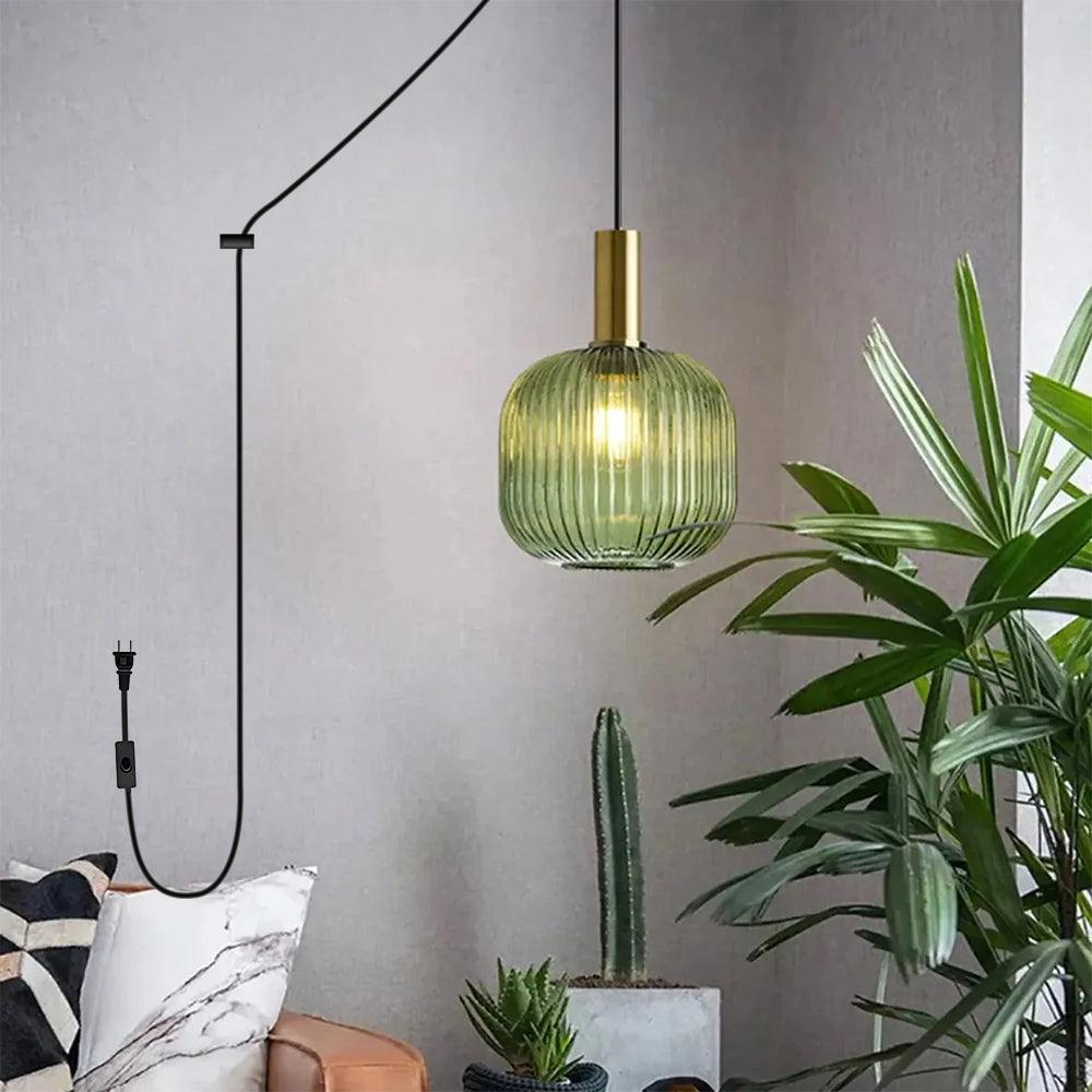 Nordic Striped Gold Glass Pendant Lighting