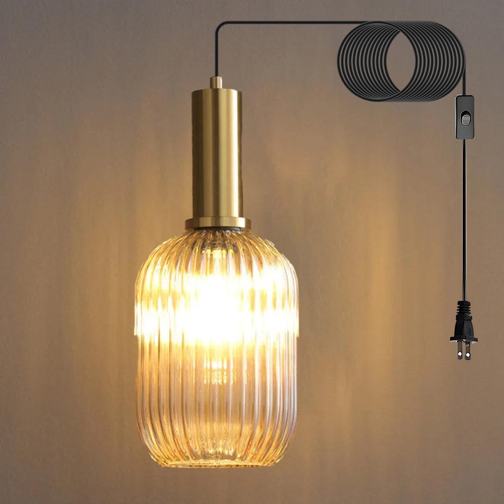 Nordic Striped Gold Glass Pendant Lighting