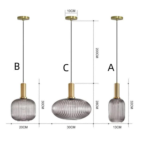 Nordic Striped Gold Glass Pendant Lighting