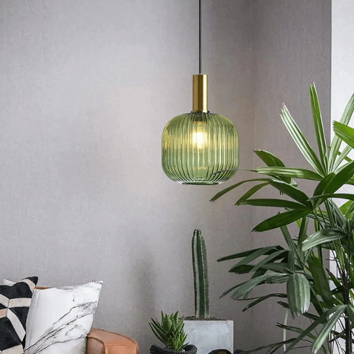 Nordic Striped Gold Glass Pendant Lighting