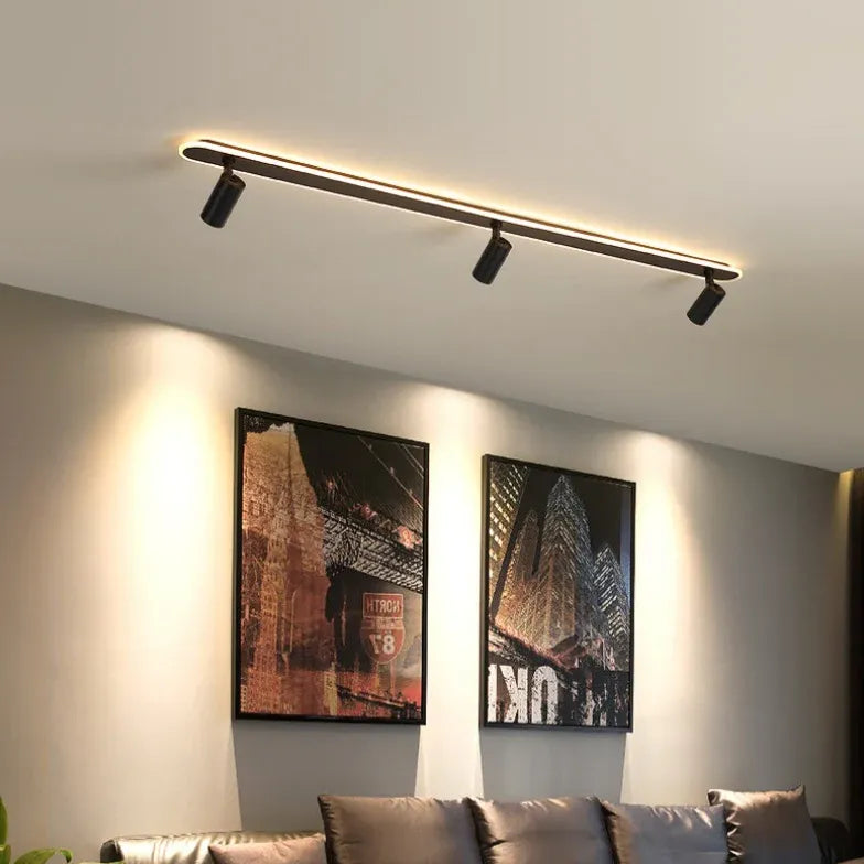 Rail Mounted Black Industrial Flush Ceiling Lights