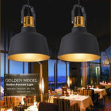 Black & Gold Single Head Industrial Pendant Light