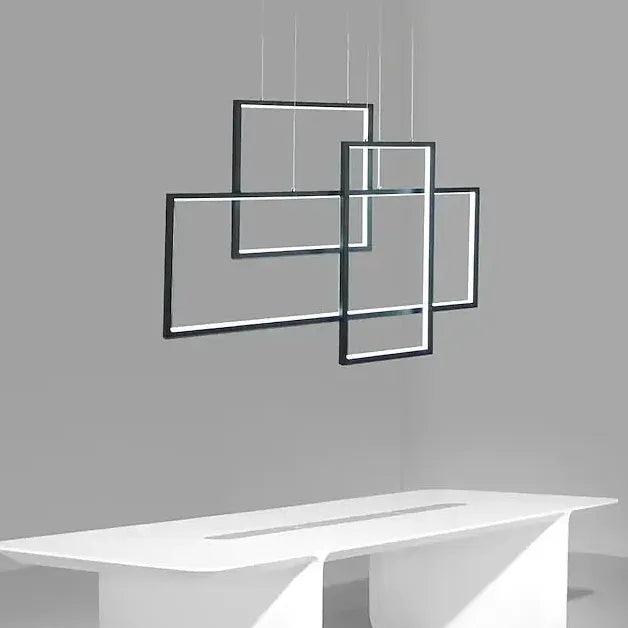 Multiple Rectangular Black Minimalist Pendant Lights