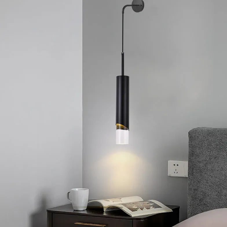 Black Hanging Cylindrical Wall Lamp